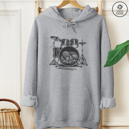 Poodle Drum Hoodie Graphite Heather Taco-Dog