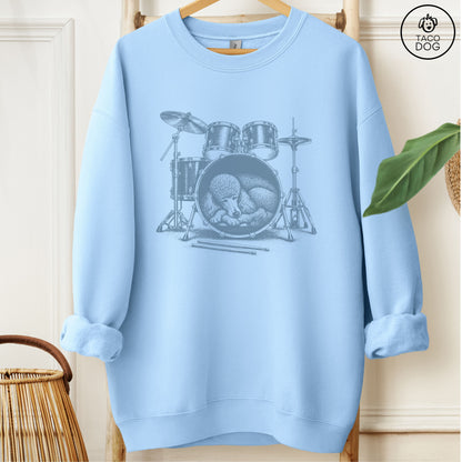 Poodle Drum Sweatshirt Light Blue Taco-Dog