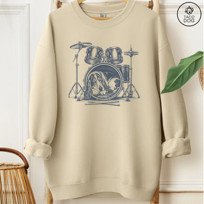 Basset Hound Drum Sweatshirt Sand Taco-Dog