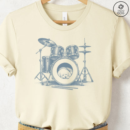 Bichon Frise Drum T-Shirt Natural Taco-Dog