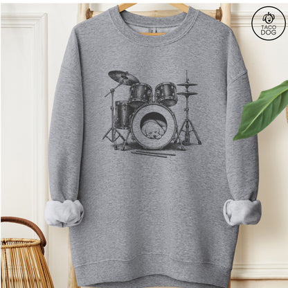 Bichon Frise Drum Sweatshirt Graphite Heather Taco-Dog