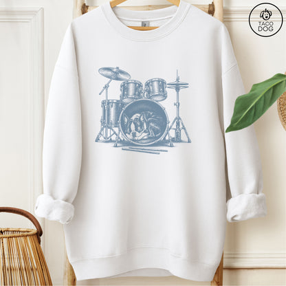 Boston Terrier Drum Sweatshirt White Taco-Dog
