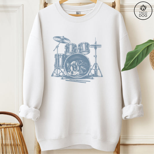 Boston Terrier Drum Sweatshirt White Taco-Dog