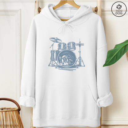 Boston Terrier Drum Hoodie White Taco-Dog