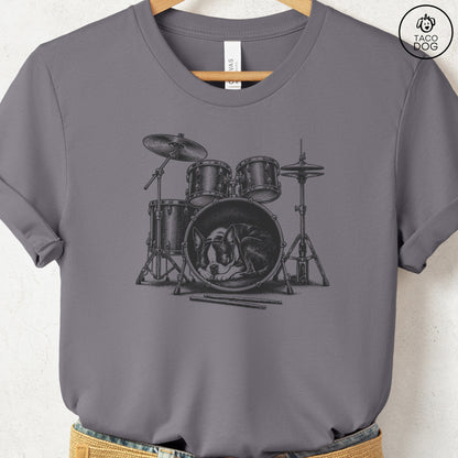 Boston Terrier Drum T-Shirt Storm Taco-Dog