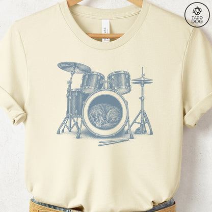 Flat-Coated Retriever Drum T-Shirt Natural Taco-Dog