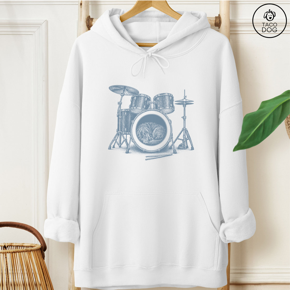 Flat-Coated Retriever Drum Hoodie White Taco-Dog
