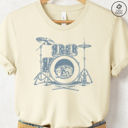 Italian Greyhound Whippet Drum T-Shirt Natural Taco-Dog