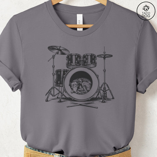 Italian Greyhound Whippet Drum T-Shirt Storm Taco-Dog