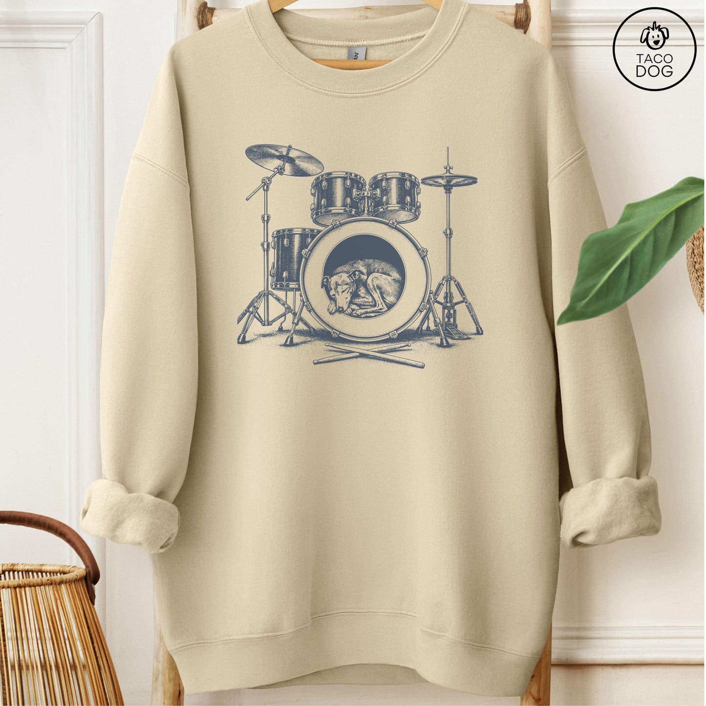 Italian Greyhound Whippet Drum Sweatshirt Sand Taco-Dog