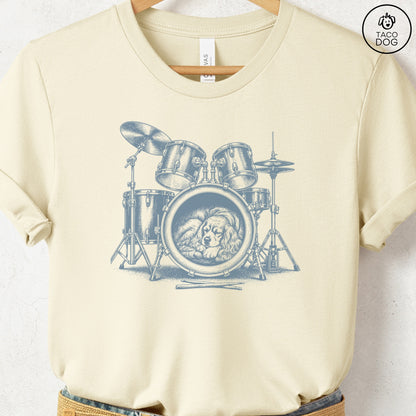 Cocker Spaniel Drum T-Shirt Natural Taco-Dog