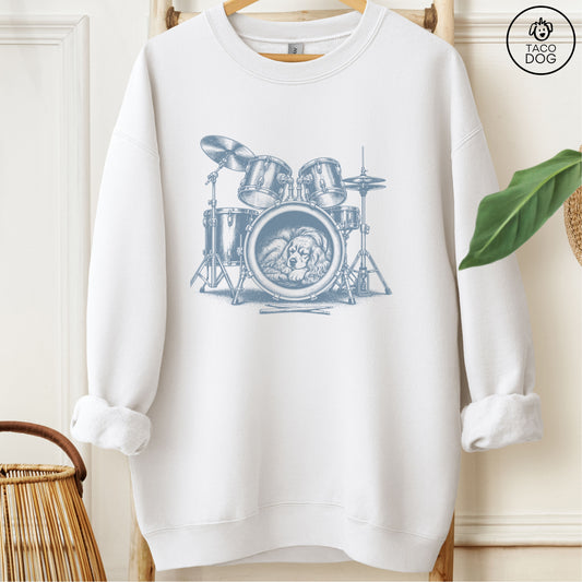 Cocker Spaniel Drum Sweatshirt White Taco-Dog