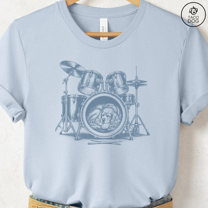 Cocker Spaniel Drum T-Shirt Light Blue Taco-Dog