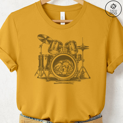 Cocker Spaniel Drum T-Shirt Mustard Taco-Dog