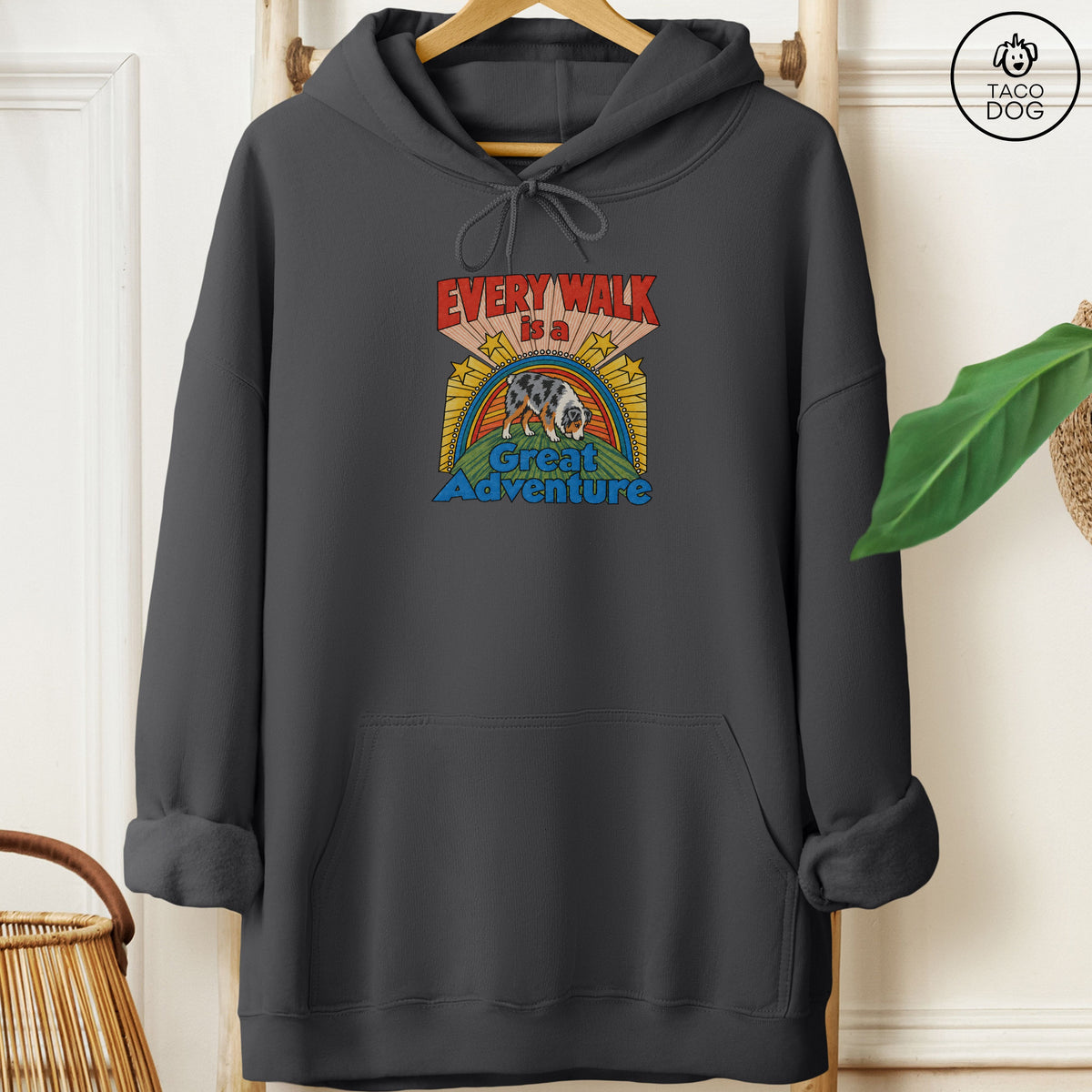 Australian Shepherd Every Walk Hoodie Charcoal Taco-Dog