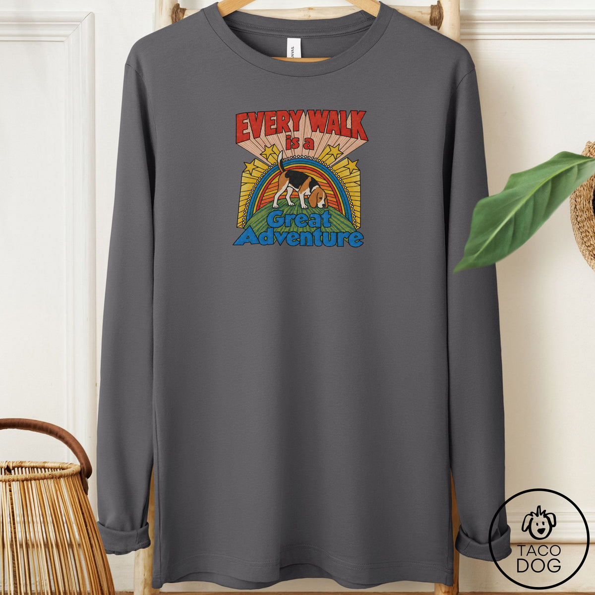 Beagle Every Walk Long Sleeve Tee Asphalt Taco-Dog