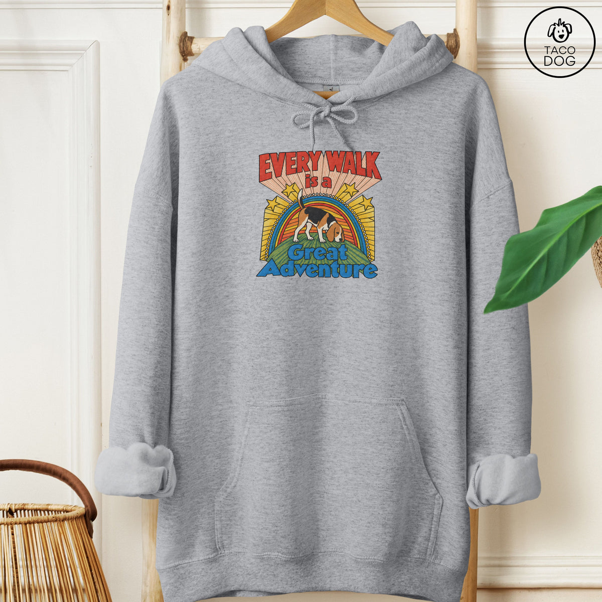 Beagle Every Walk Hoodie Graphite Heather Taco-Dog