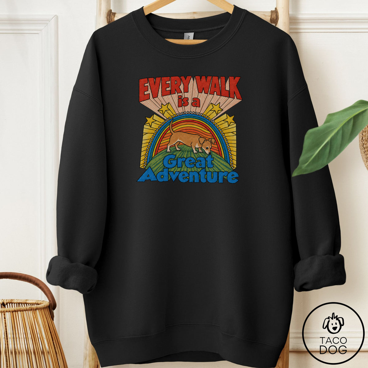 Chiweenie Every Walk Sweatshirt Black Taco-Dog