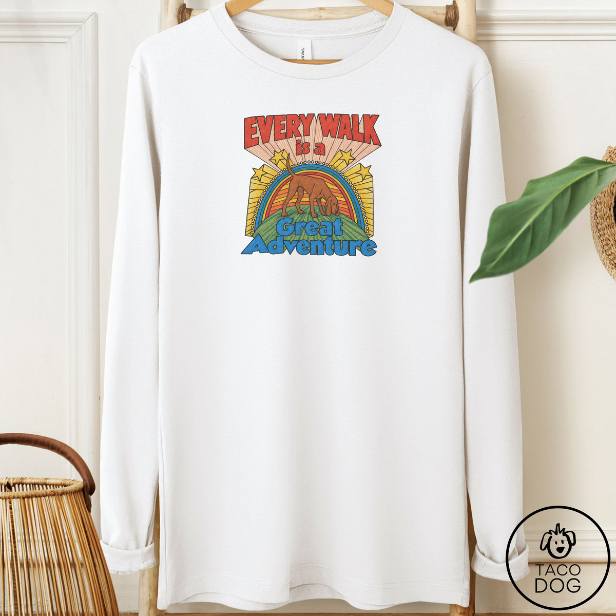 Coonhound Every Walk Long Sleeve Tee White Taco-Dog