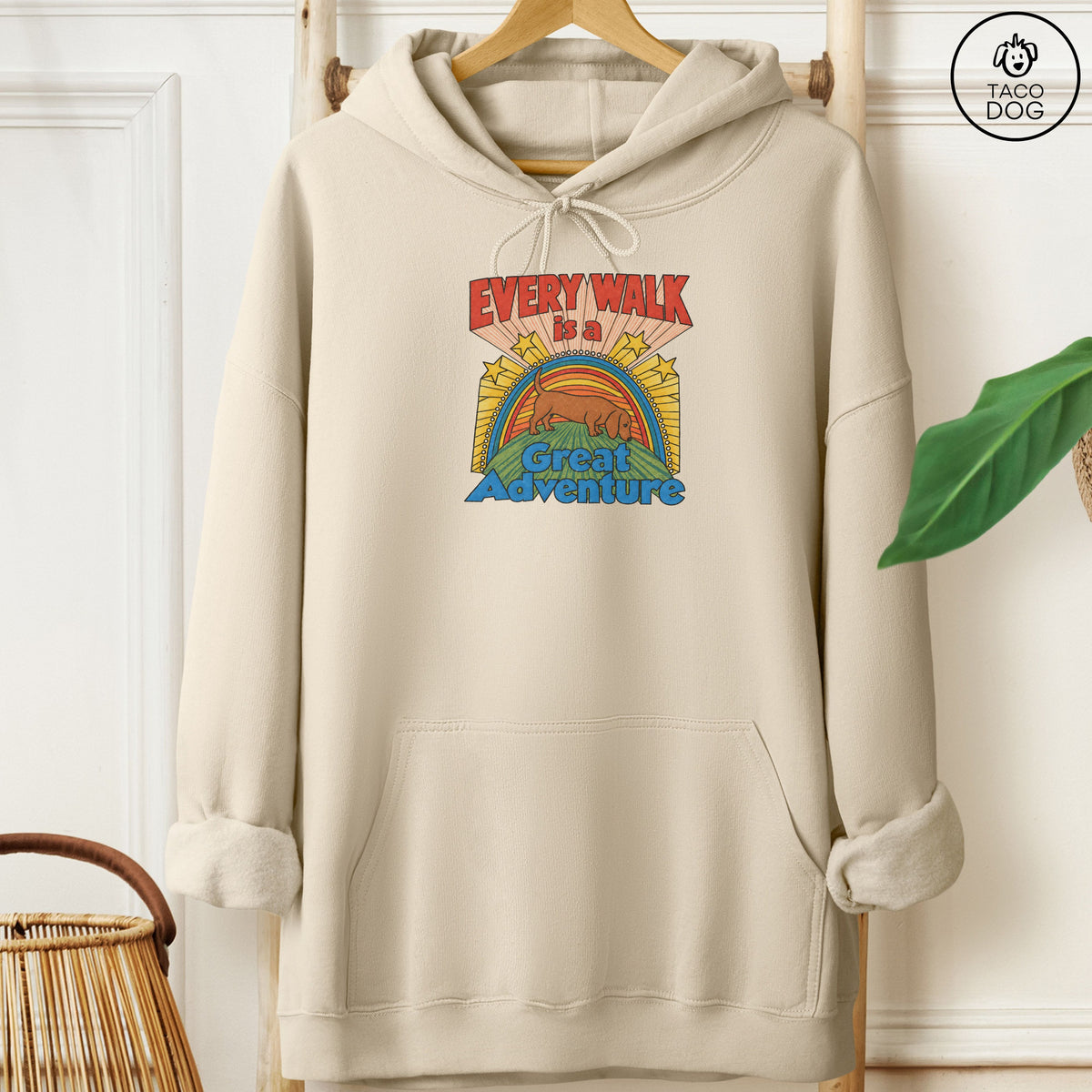Dachshund Every Walk Hoodie Sand Taco-Dog