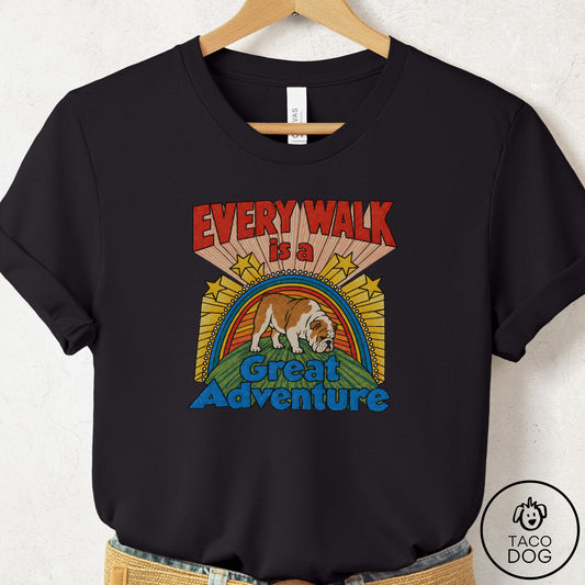 English Bulldog Every Walk T-Shirt Black Taco-Dog