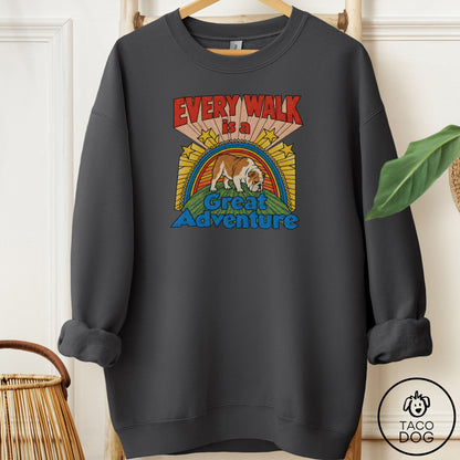 English Bulldog Every Walk Sweatshirt Charcoal Taco-Dog