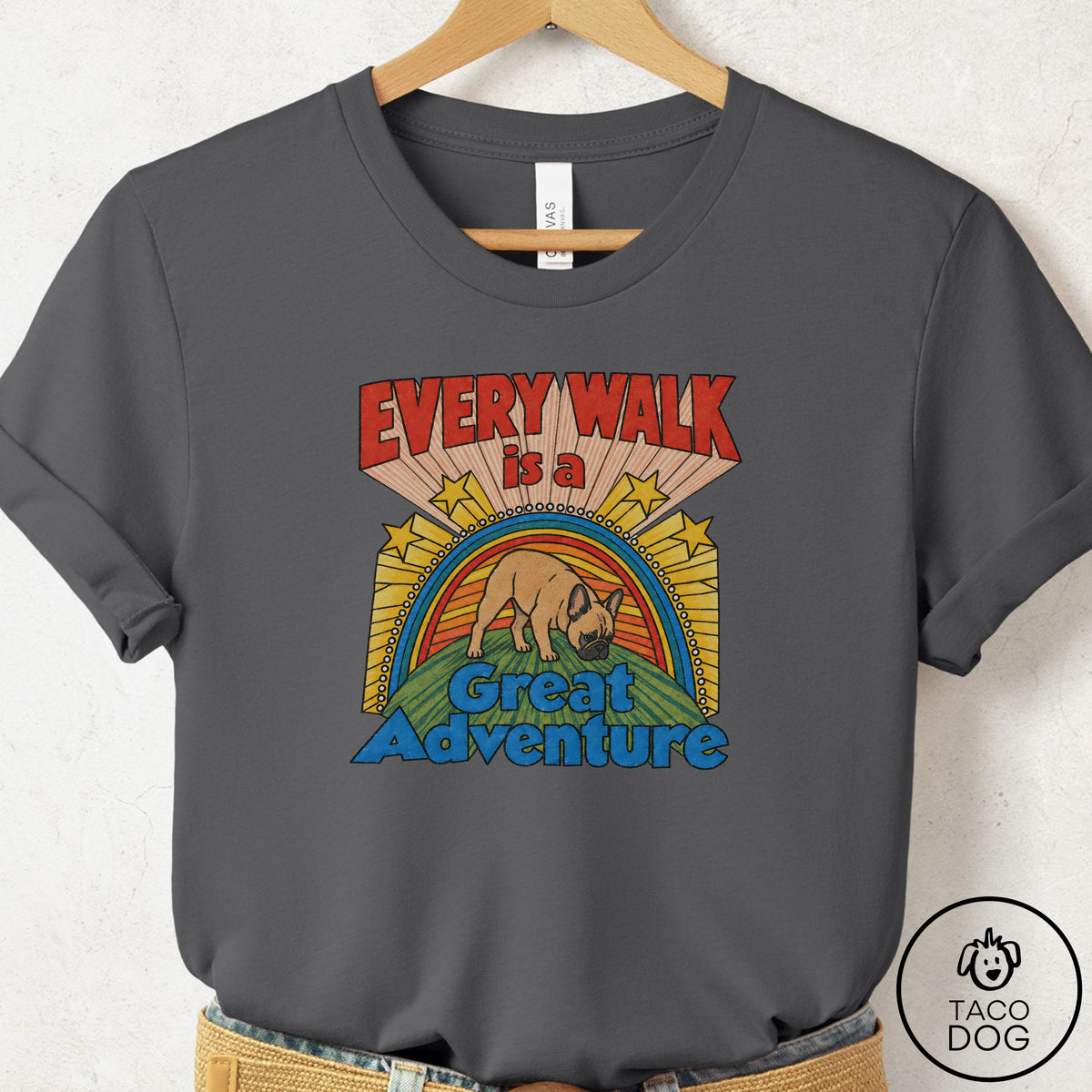 French Bulldog Frenchie Every Walk T-Shirt Asphalt Taco-Dog