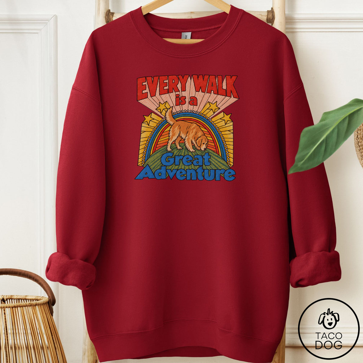 Golden Retriever Every Walk Sweatshirt Garnet Taco-Dog