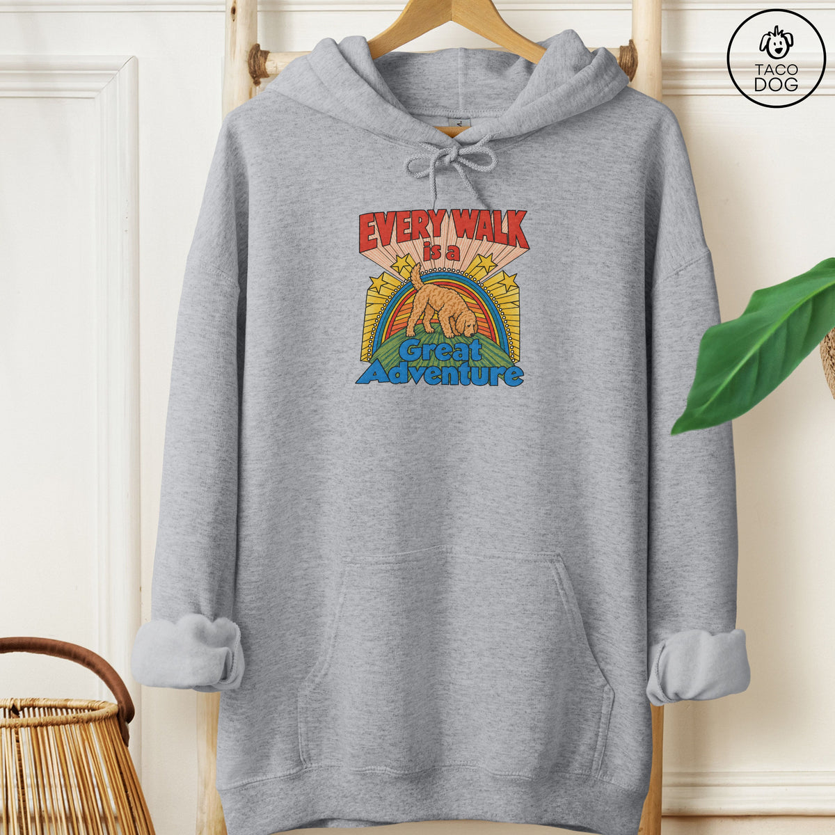 Doodle Every Walk Hoodie Graphite Heather Taco-Dog