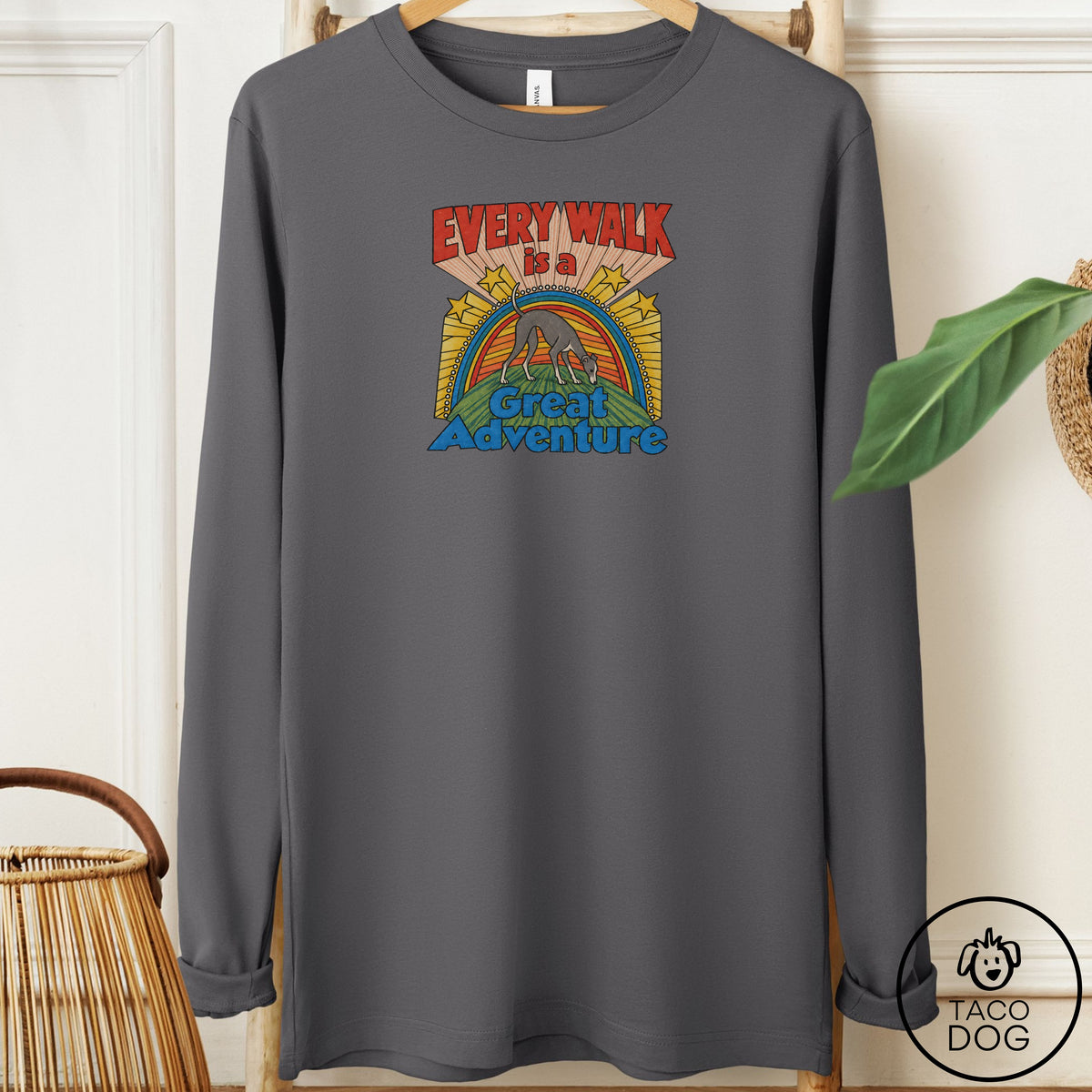Italian Greyhound Whippet Every Walk Long Sleeve Tee Asphalt Taco-Dog