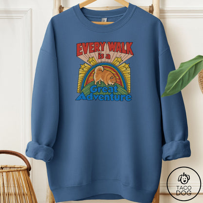 Pomeranian Every Walk Sweatshirt Indigo Blue Taco-Dog