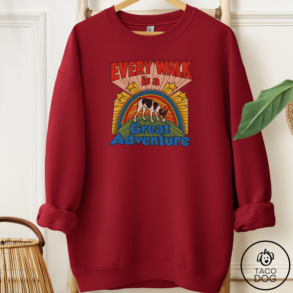 Rat Terrier Every Walk Sweatshirt Garnet Taco-Dog