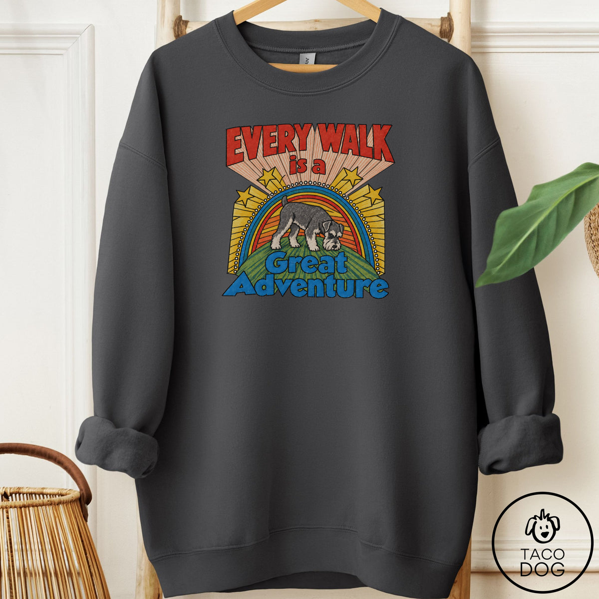 Schnauzer Every Walk Sweatshirt Charcoal Taco-Dog