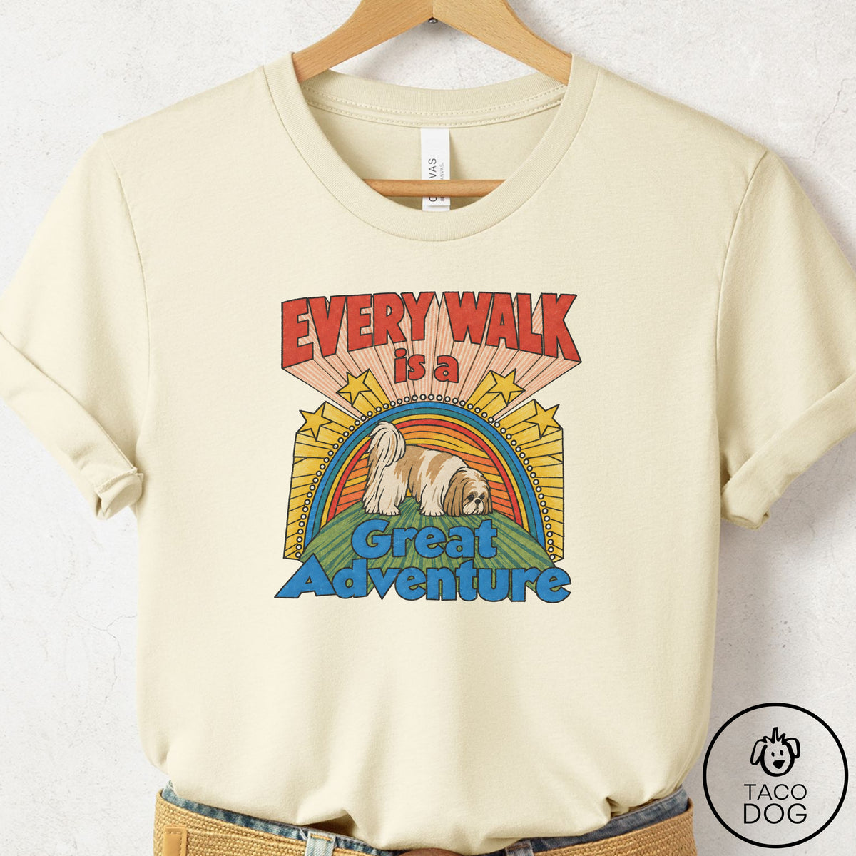Shih Tzu Every Walk T-Shirt Natural Taco-Dog