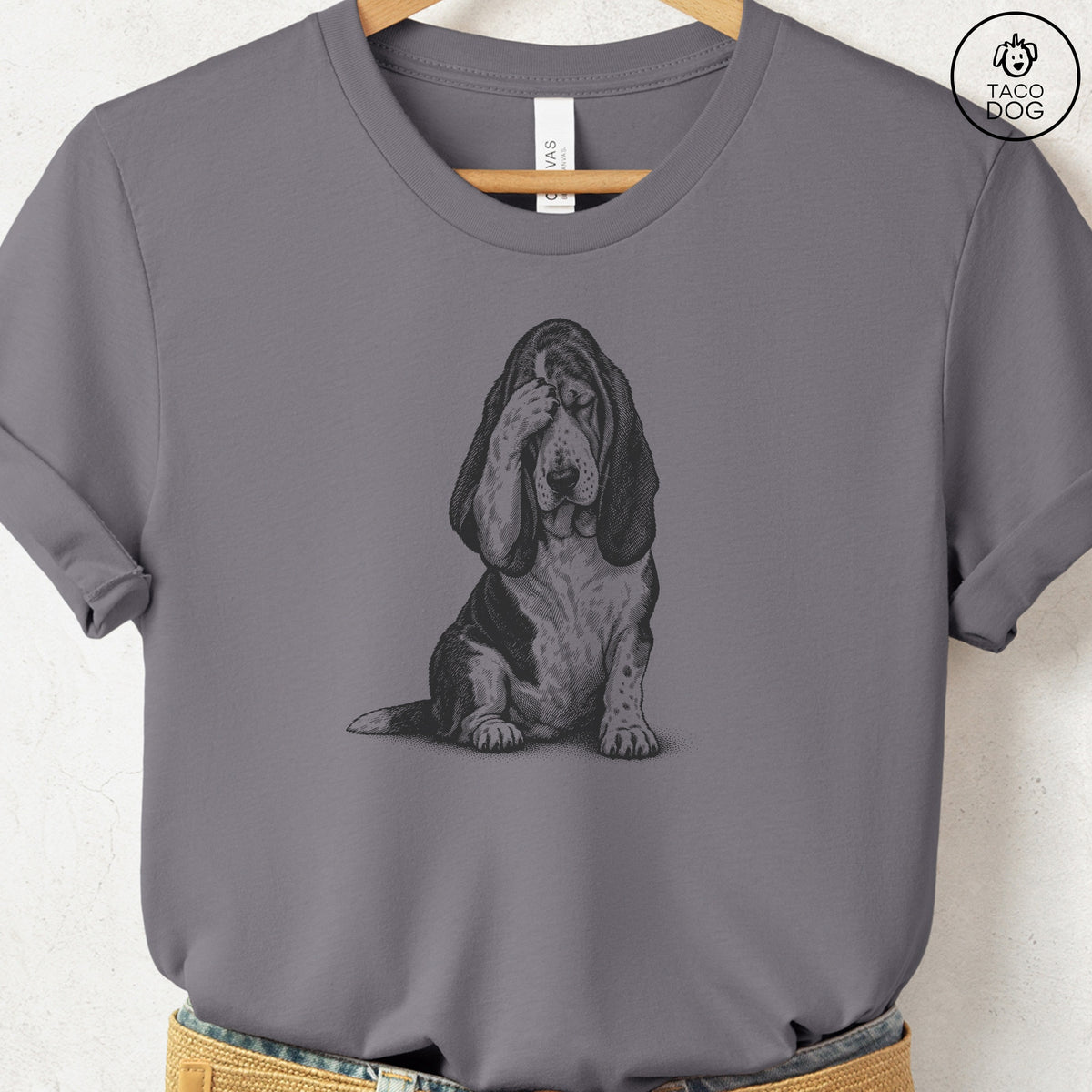 Basset Hound Facepalm T-Shirt Storm Taco-Dog