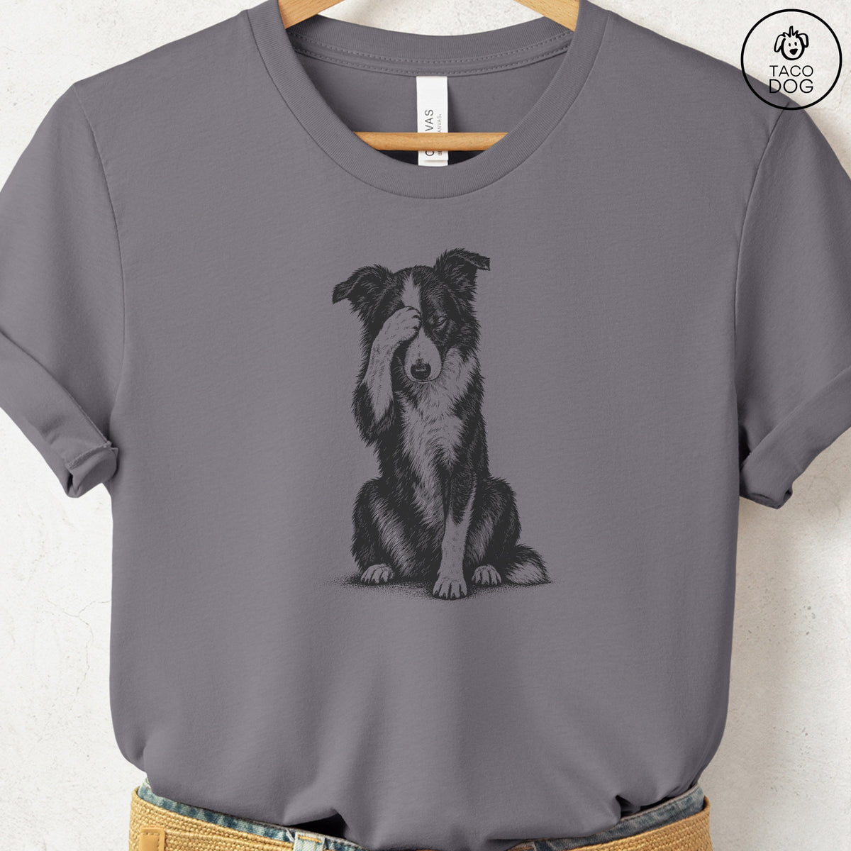 Border Collie Facepalm T-Shirt Storm Taco-Dog