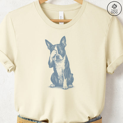 Boston Terrier Facepalm T-Shirt Natural Taco-Dog