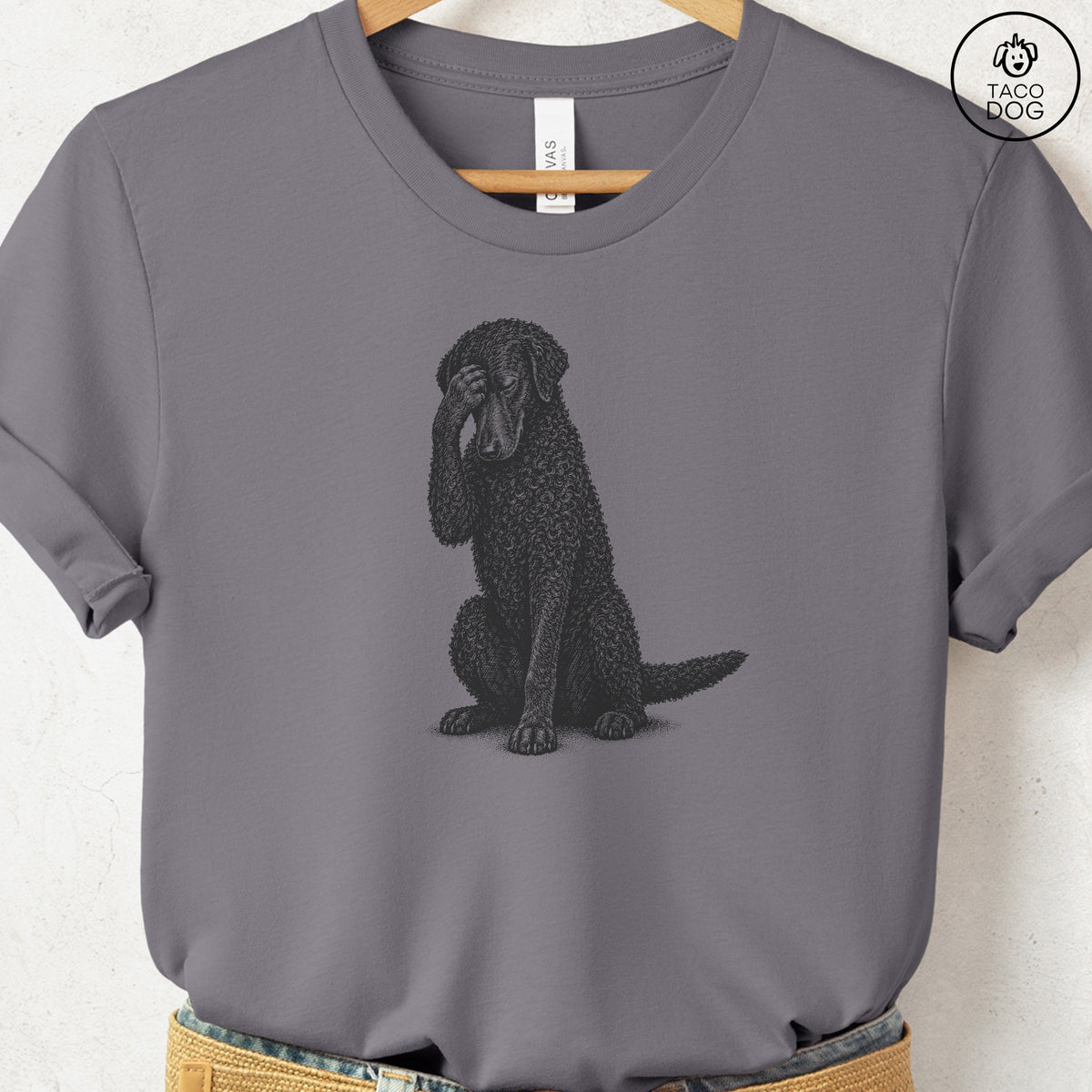 Curly-Coated Retriever Facepalm T-Shirt Storm Taco-Dog
