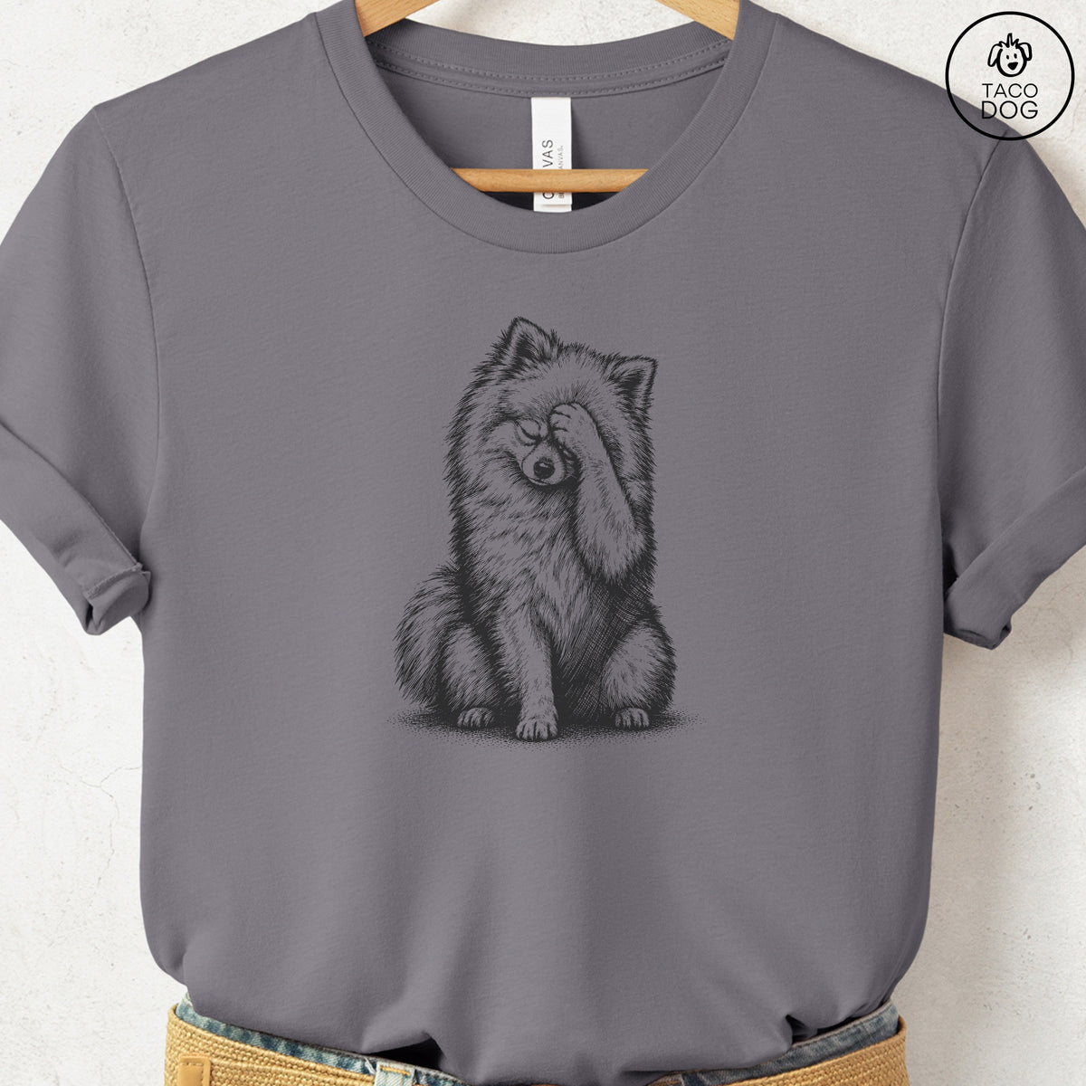 Pomeranian Facepalm T-Shirt Storm Taco-Dog
