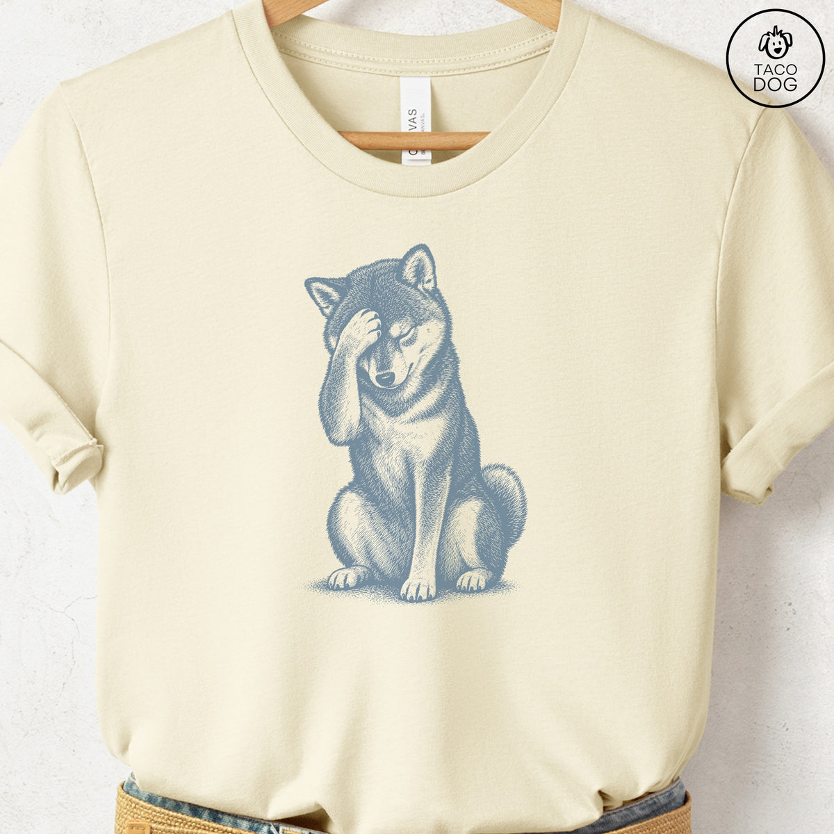 Shiba Inu Facepalm T-Shirt Natural Taco-Dog