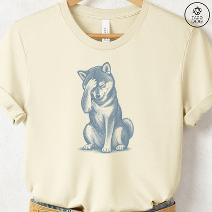 Shiba Inu Facepalm T-Shirt Natural Taco-Dog