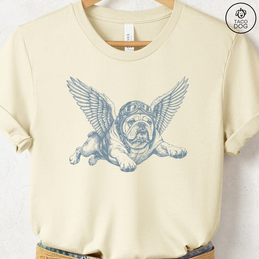 English Bulldog Flight Risk T-Shirt Natural S Taco-Dog