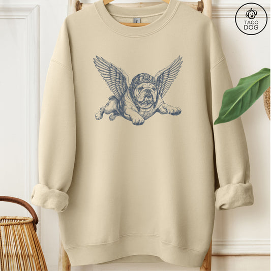English Bulldog Flight Risk Sweatshirt Sand M Taco-Dog