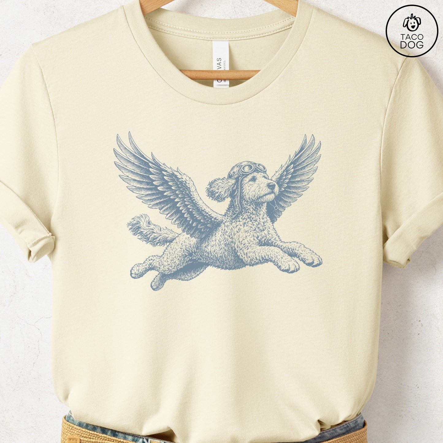 Doodle Flight Risk T-Shirt Natural Taco-Dog