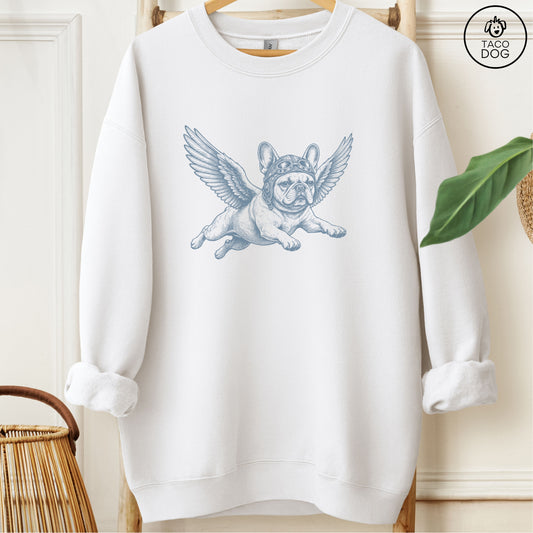 French Bulldog Frenchie Flight Risk Sweatshirt White M Taco-Dog