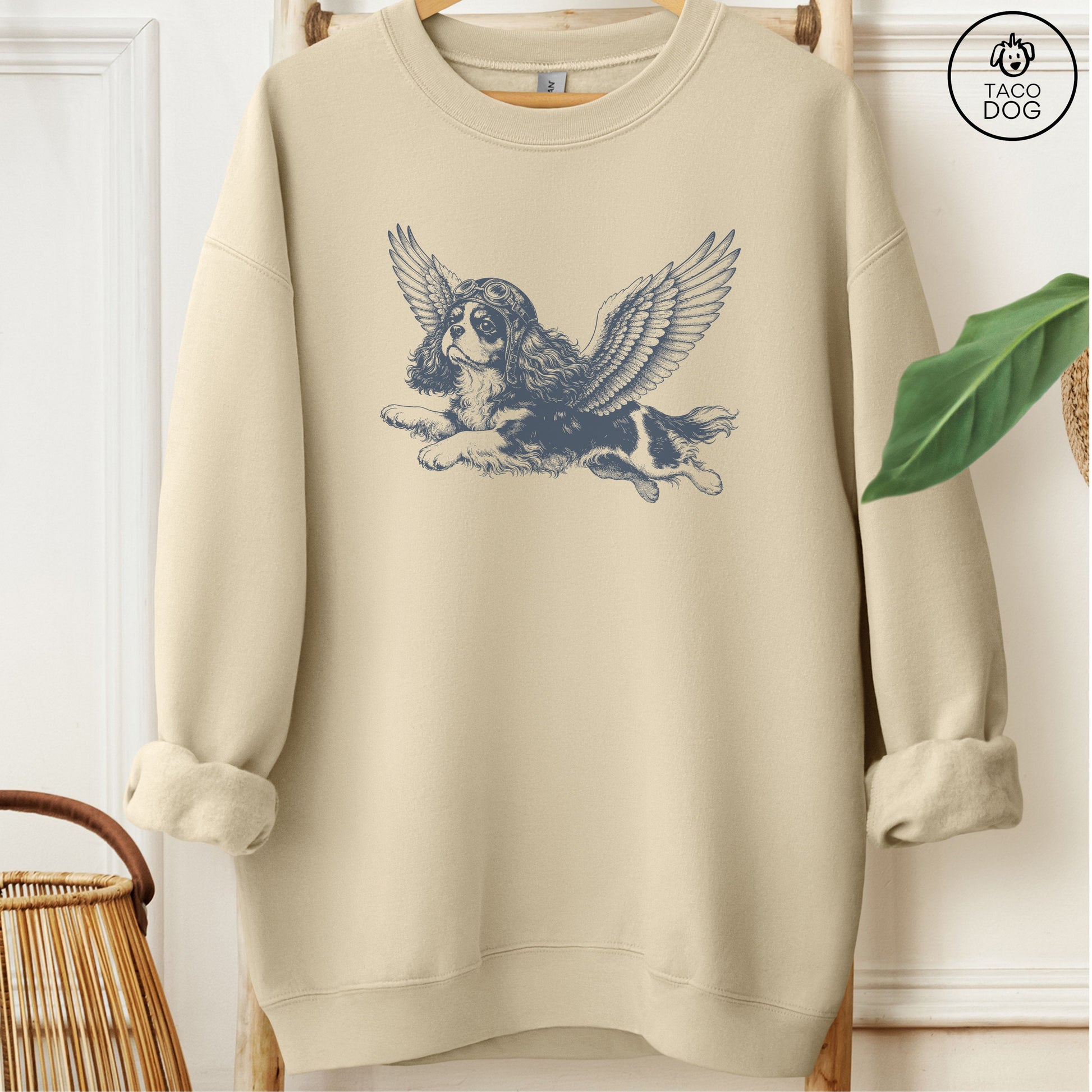 Cavalier King Charles Spaniel Flight Risk Sweatshirt Sand Taco-Dog