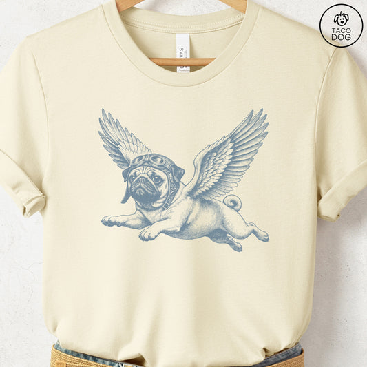 Pug Flight Risk T-Shirt Natural S Taco-Dog