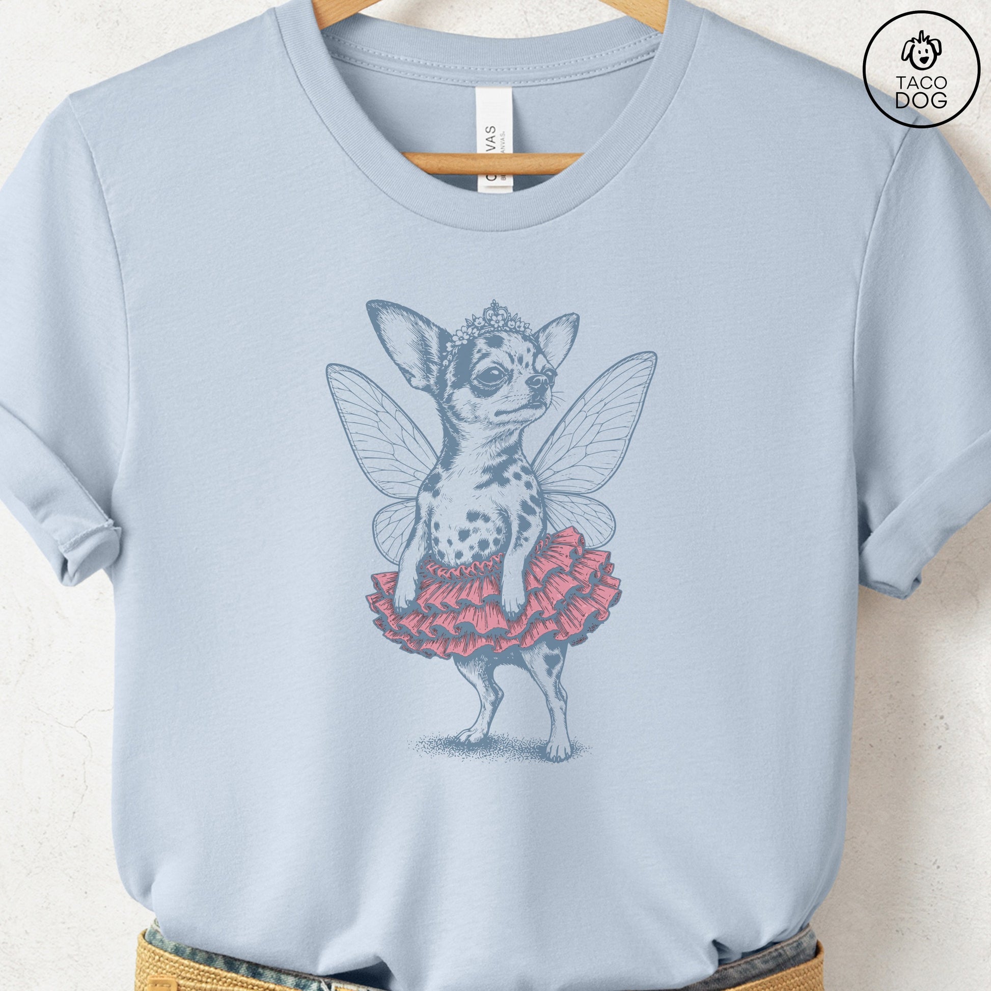 Chihuahua Fairy T-Shirt Light Blue S Taco-Dog