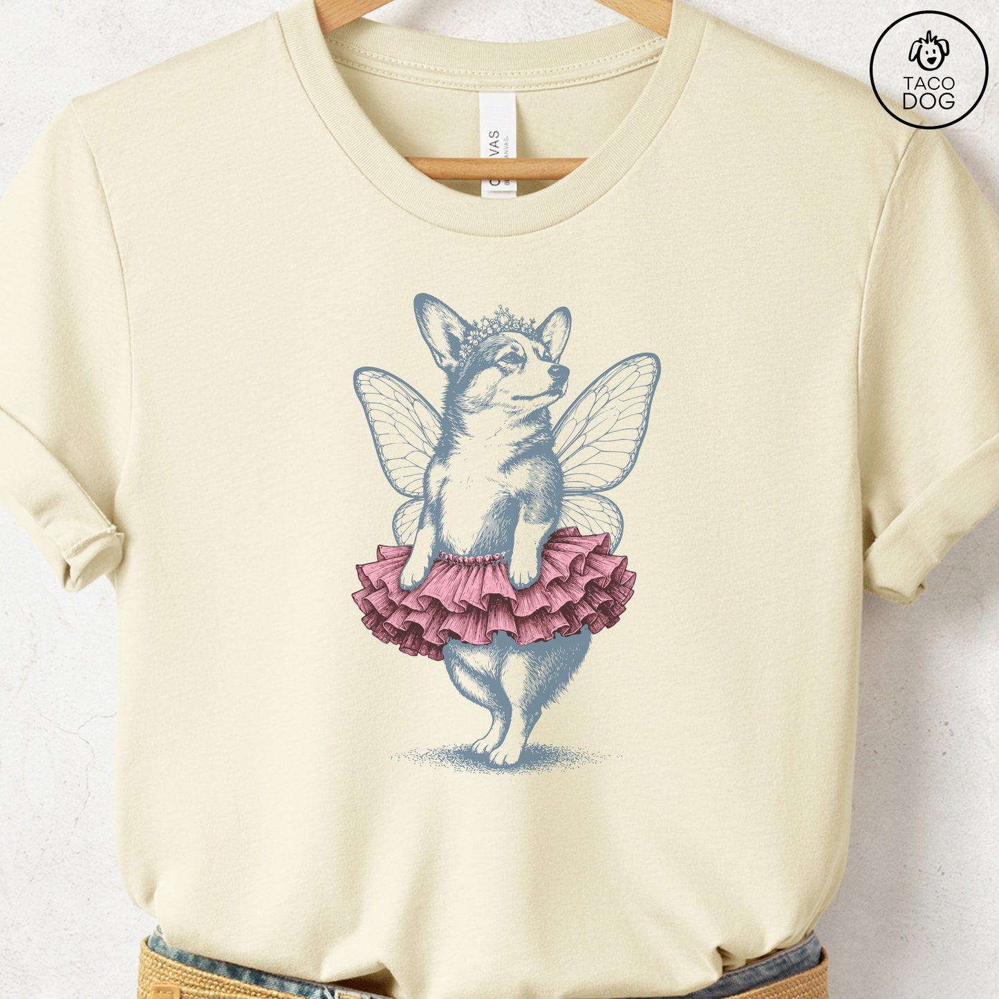 Corgi Fairy T-Shirt Natural S Taco-Dog