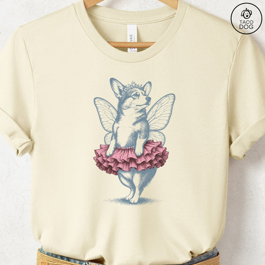 Corgi Fairy T-Shirt Natural Taco-Dog